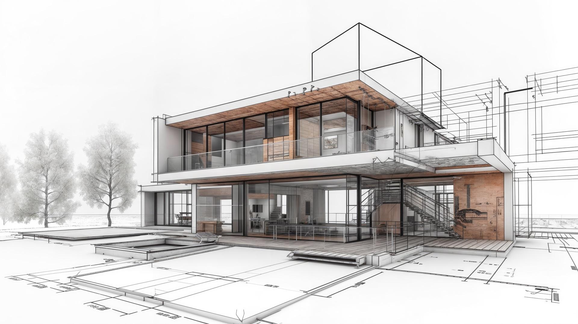 3D-Rendering Haus mit Pools
